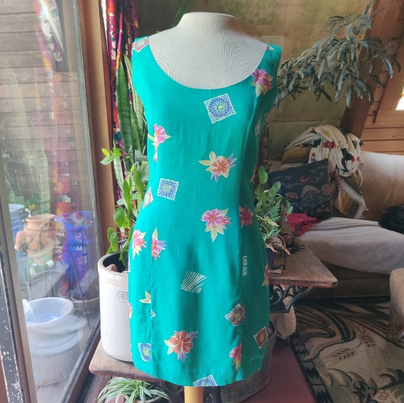 Expressions Dresses & Skirts - Vintage Expressons Sleeveless Floral Mini Dress Size 2 Lined Fitted Tropical Y2K